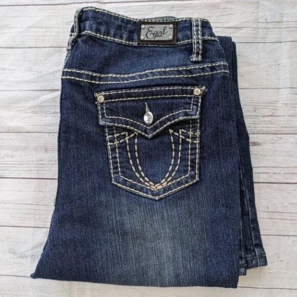 Earl Jeans Women 10 Blue Bootcut Mid-Rise Dark Wash Denim Pants - Picture 4 of 4